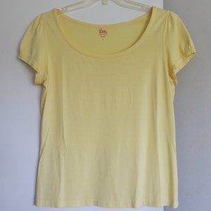 Lilly Pulitzer T Shirt L Yellow Top Scoop Neck Short Sleeve Silk Cotton